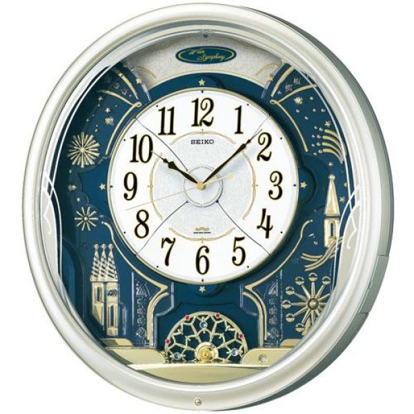 画像1: SEIKO セイコークロック正規販売店 電波掛け時計 パフォーマンス時計 からくり時計 メロディ６曲入 一方向回転飾りつき RE561H RE561H 送料無料  (1)