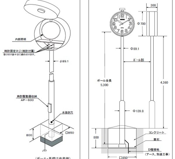 画像1: セイコーポール時計,両面時計付、取りつけ方 (1)