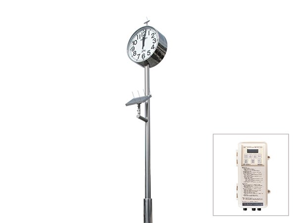 画像1: 設備時計 セイコー 長波電波時計 内部照明付 大型 防水 アウトドアクロック 両面時計付 ステンレス製枠 (1)