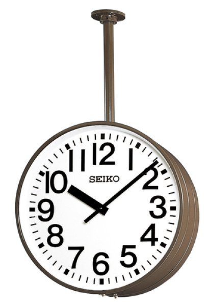 画像1: 設備時計 吊り下げ型 セイコー 屋外屋内時計 大型 内部照明付 子時計 システム時計 送料無料 (1)