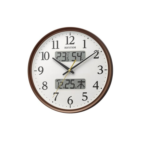 画像1: リズム 掛時計 オフイス時計 カレンダー付時計リズム 8FYA03SR06 電波掛け時計 フィットウェーブリブA03 送料無料 (1)
