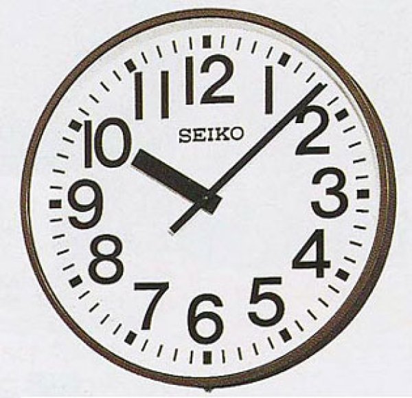 画像1: 屋外時計 設備時計 SEIKO 屋外防雨型 交流式 クオーツ時計 壁掛け型 鋼板製 コーヒーブラウン色 システムクロック 直径70cm 送料無料 (1)