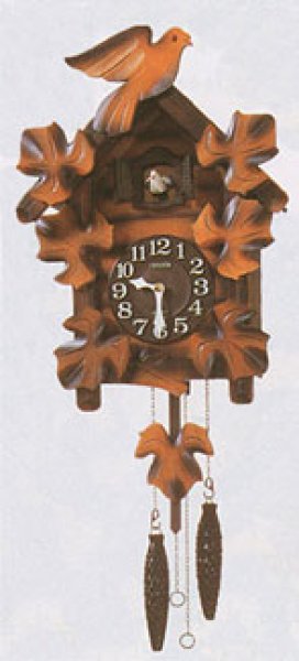 画像1: リズムカッコーメイソンＲ 掛け時計.振子錘飾りつき.木枠.クオーツ（１８） (1)