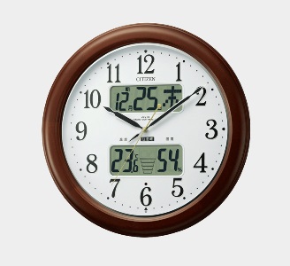 CITIZEN 電波掛け時計 オフイス時計 リビング時計 応接室時計 夜眠る時計 乾電池時計温度 湿度 熱中症レベル表示 送料無料