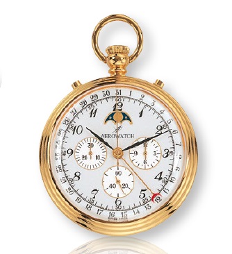 AERO 懐中時計 クロノグラフ ムーンフェイズ 機械式 手巻き時計 ポケットウオッチ 送料無料